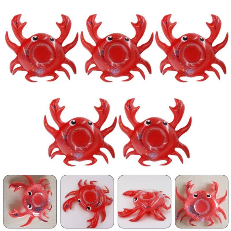Pvc Inflatable Water Toy Red Crab Coaster Floating Cup Holder For Pool Parties