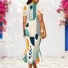 Women Plus Size V Neck Short Sleeve Printed Fitted Fishtail Dress Black Gold Gray