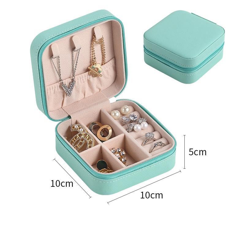 Mini Jewelry Storage Box Portable for Home and Travel Earrings Necklace and Ring Organizer PU Leather Display Case