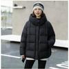 Womens Short Puffer Jacket With Hood Warm Duck Down Coat Streetwear Style Winter Daily Wear