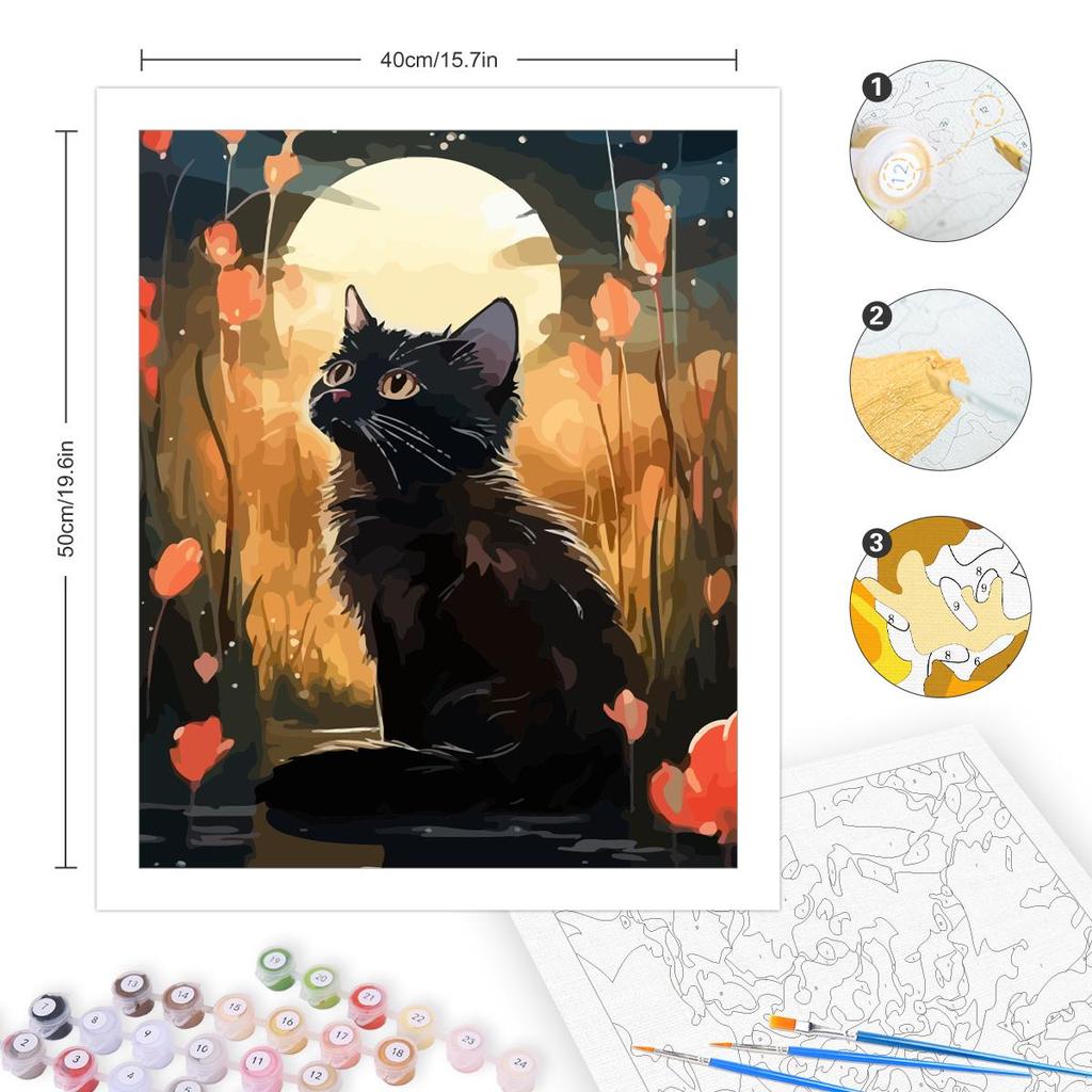 RUOPOTY Black Cat Diy Painting By Number Animals Acrylic Paint For Crafts Diy Gift Marker By Numbers Handpainted On Canvas 60x75cm