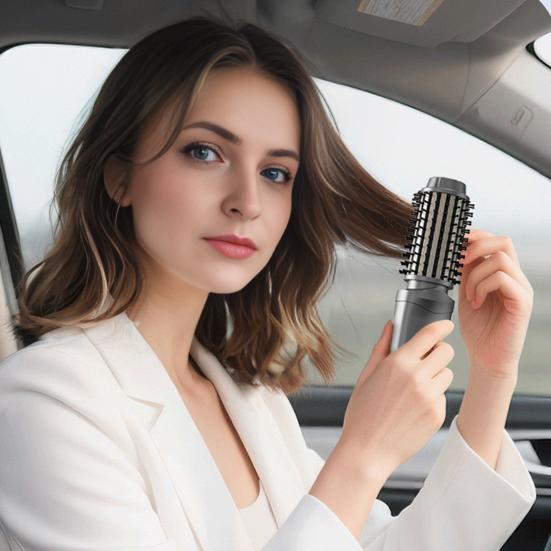 Беспроводная плойка-щетка для завивки волос, перезаряжаемая через USB, дорожная, нагреваемая круглая щетка 3-в-1, быстронагреваемая термощетка, электрическая плойка для укладки волос