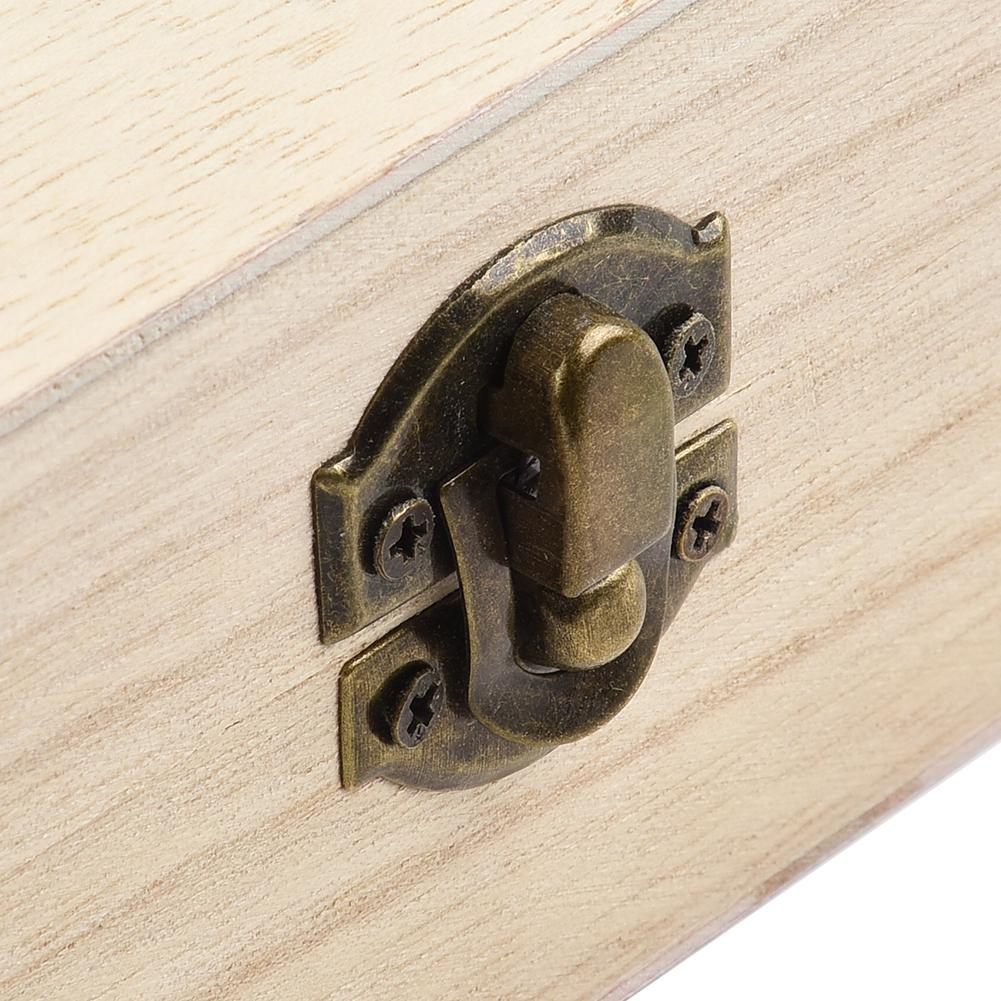 Прямоугольная деревянная коробка для хранения Ретро застежка Деревянная коробка Раскладные деревянные коробки 20*10*6см Инструменты для домашнего хранения Декоративные элементы