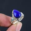 10X15 Mm Natural Lapis Lazuli Gemstone 925 Sterling Silver Pear Shape Ring For Women & Girls