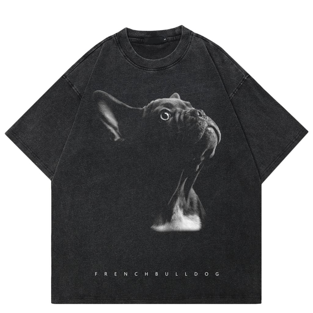 Уличная одежда, черная футболка с забавным рисунком собаки добермана