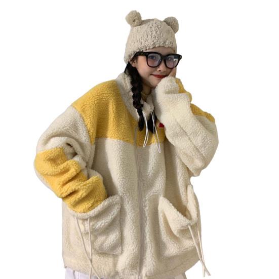 Женская зимняя теплая куртка на молнии, плюшевая свободная куртка, повседневный свободный топ