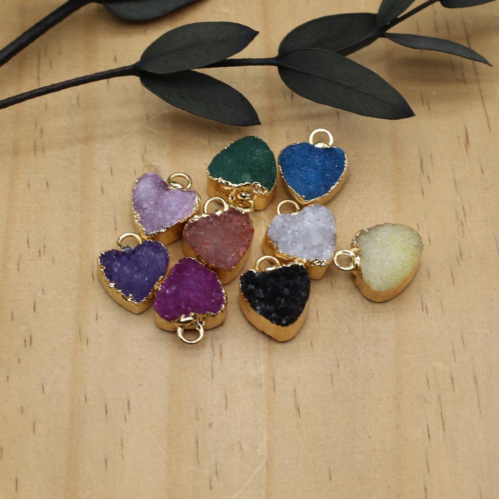 1 шт. маленький натуральный камень с золотым обернутым краем кулон в форме сердца хрустальный бутон подвески для изготовления ювелирных изделий DIY ожерелье браслет серьги аксессуары 12 мм