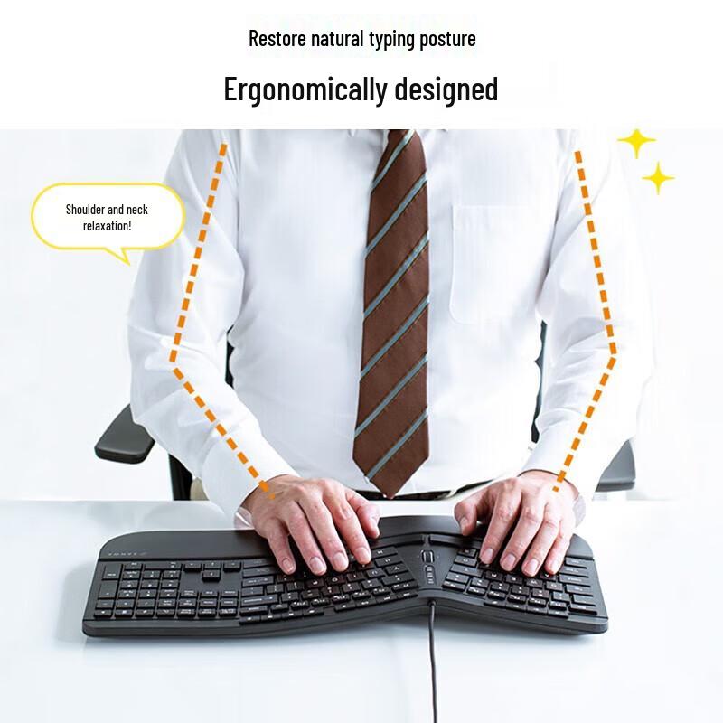 Эргономичная проводная клавиатура Shanye с подставкой для запястий и 4-позиционным колесом прокрутки