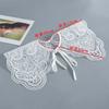 Lace Floral Fake Collar for Women Hollow Out Detachable Collar Shawl Wrap White Lapel Bowknots False Collar Necklace Scarf Cape
