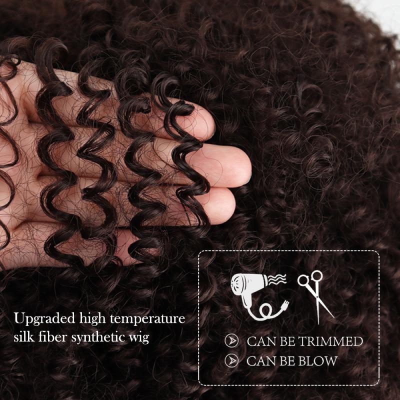 MISS WIG Короткий вьющийся парик из синтетического термостойкого волокна, черный, коричневый, с челкой, афро-градиентные парики для косплея