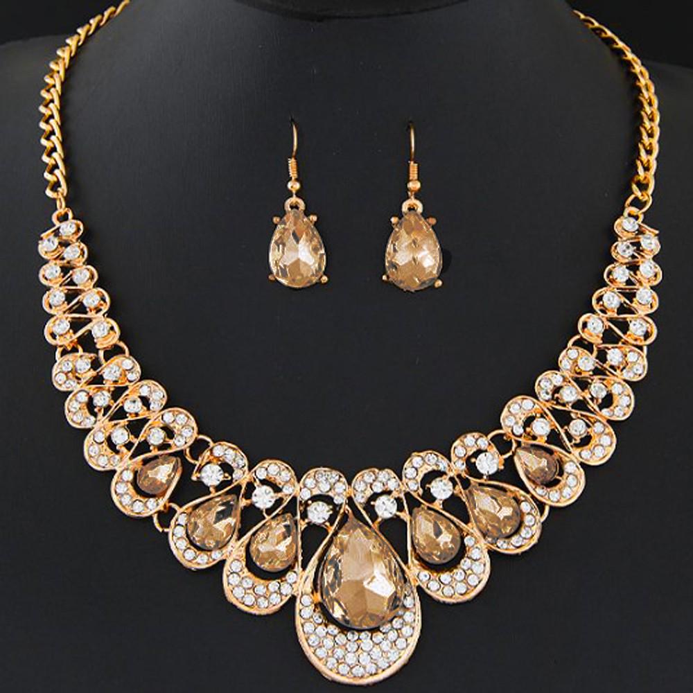 Винтажное платье ожерелье серьги комплекты ювелирные изделия для женщин воротник Kolczyki Damskie серьги тренд Pendientes Oorbellen Orecchini