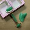 2pcs/Set Gua Sha Stone For Face Massage Rose Quartz Jade Stone Face Massage Roller Gua Sha Scraper Board