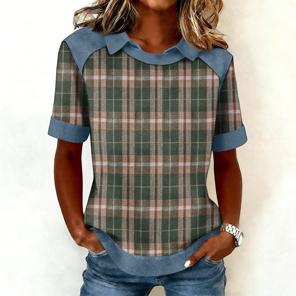 Женская модная ковбойская толстовка с воротником и вставками, повседневная толстовка с принтом, рубашка с коротким рукавом, топ