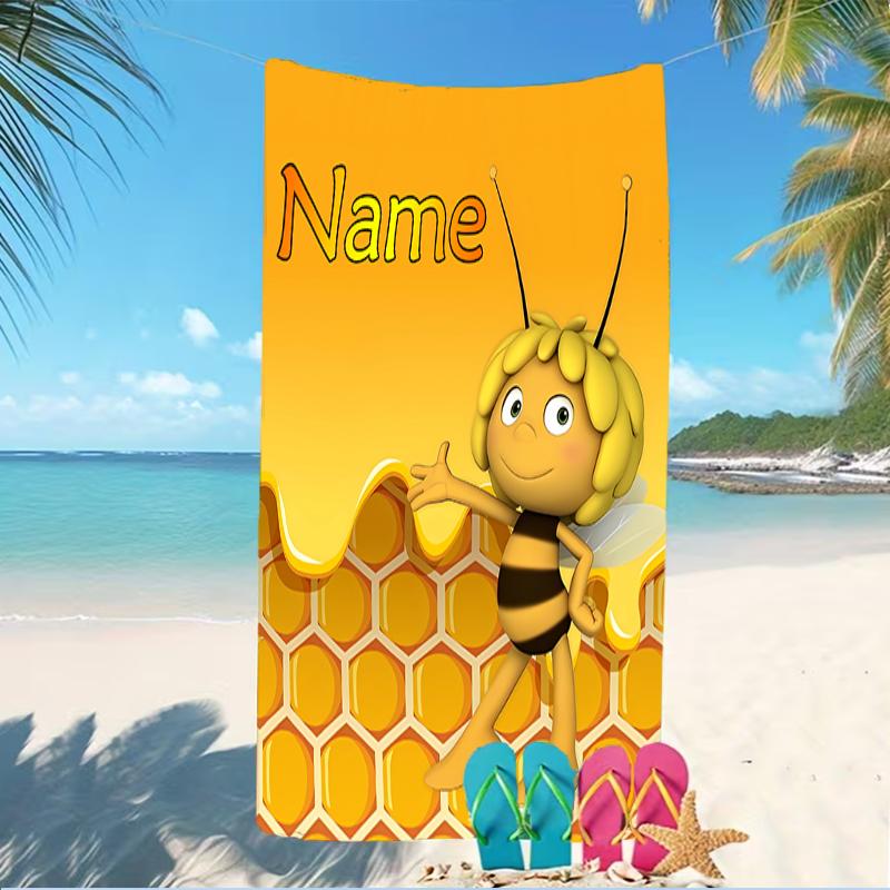 Customizable personalized beach towels Maya the Bee themed designs.Suitable for the beach, yoga, sports;ideal as beach accessories