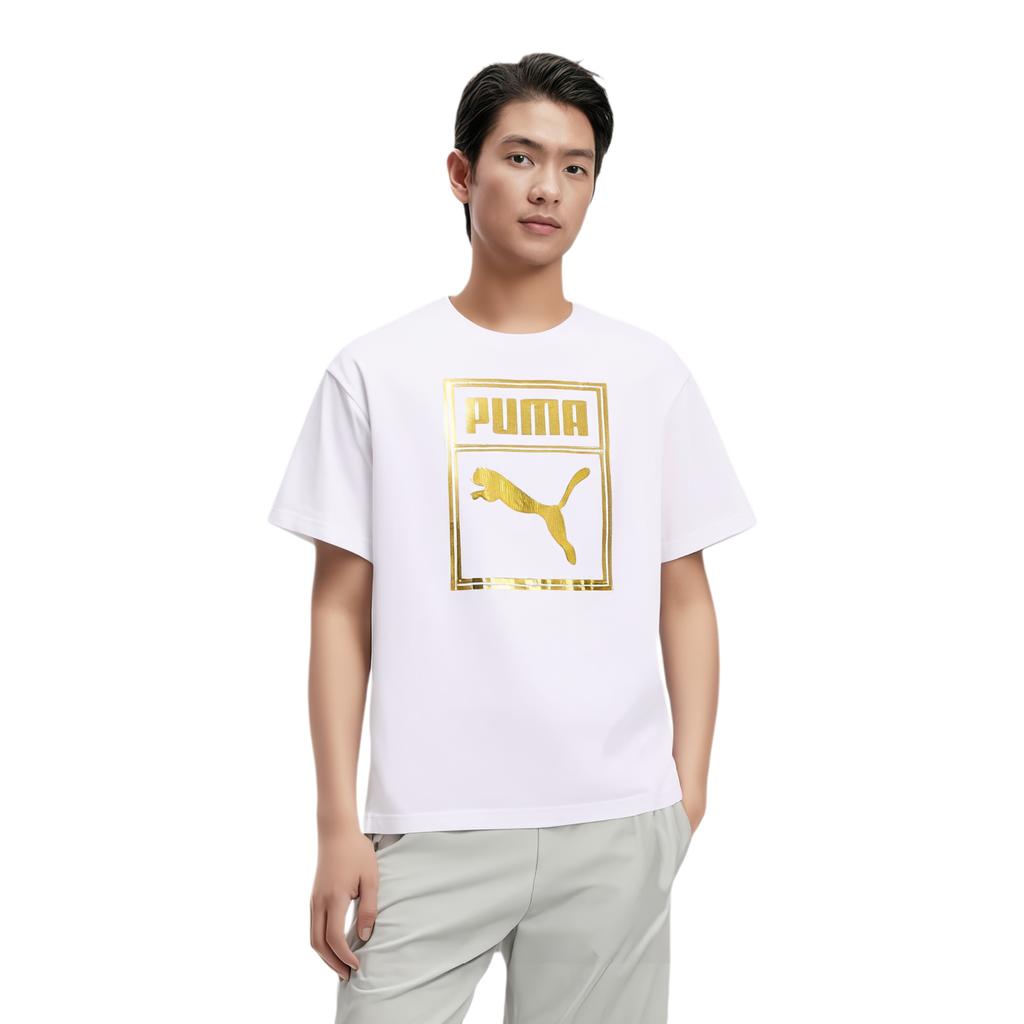 Puma Футболки Унисекс Белые С Круглым Вырезом Умеренный Прямой Крой 689271-02