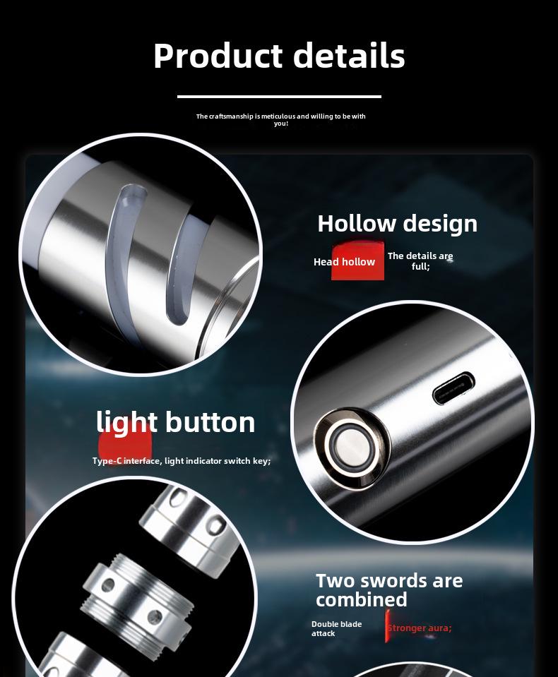 Светящийся металлический пиксельный сплав лазерный меч: Перезаряжаемая игрушка и подарок 2 в 1
