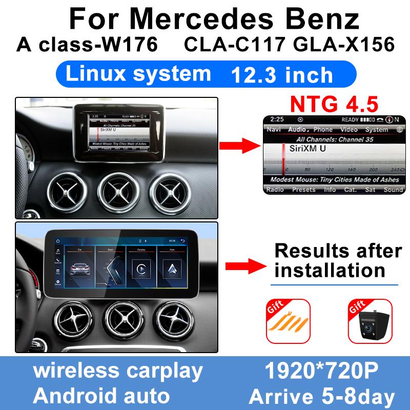 Wireless Carplay Android Auto TouchScreen 10.25'' For Mercedes Benz A Class W176 A200 A180 A220 Car Multimedia Player Display BT