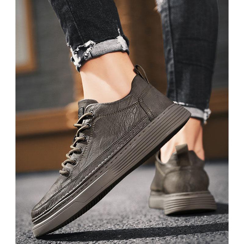 Мужская обувь Falt. Весенняя и летняя обувь для спорта и отдыха. Британская повседневная черная кожаная обувь. Трендовые универсальные мужские удобные кроссовки.