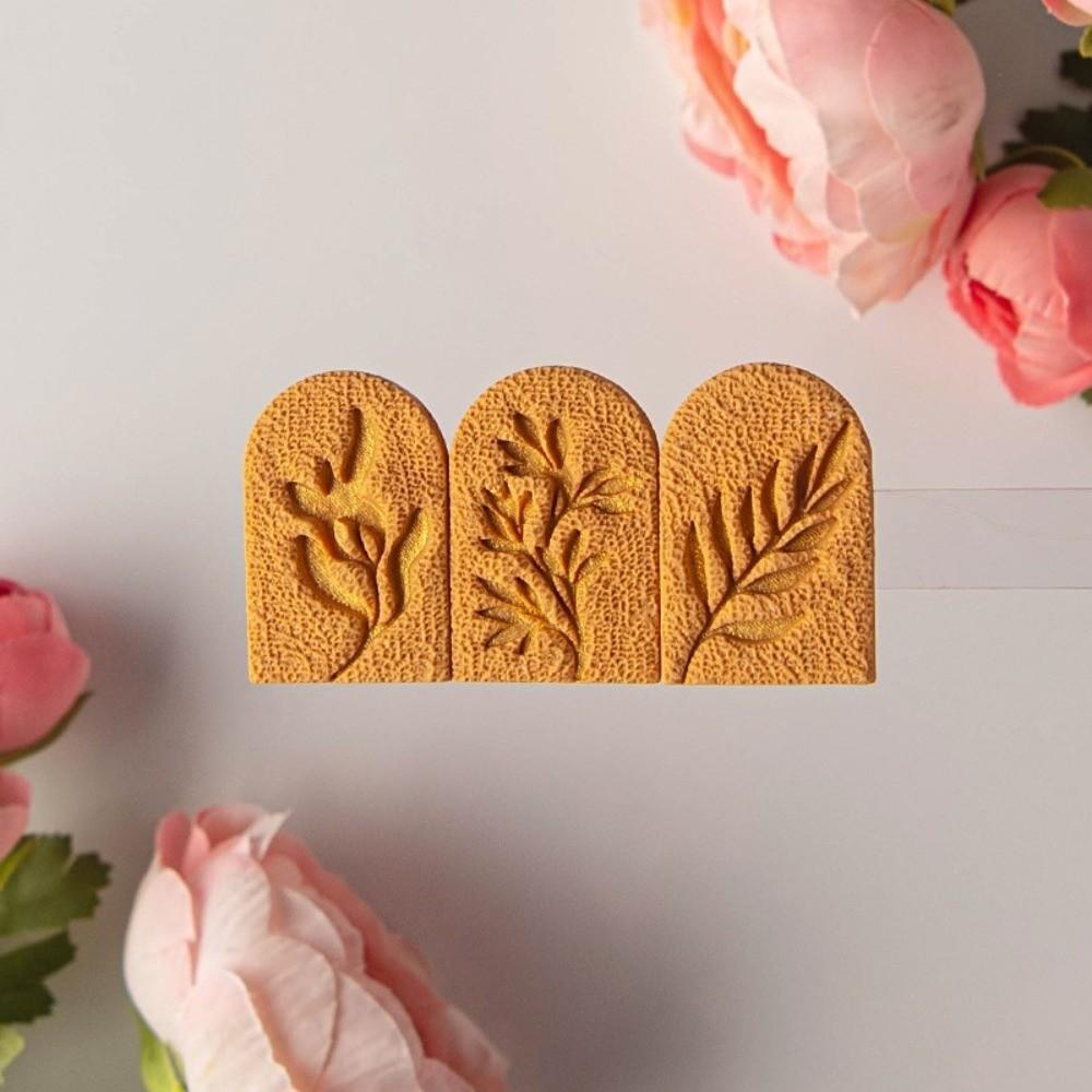 7Pcs Set Clay Earring Molds Set Embossing Design Fresh Plant Pattern Polymer Clay Stamps Cutters Flower Leaves Stamps