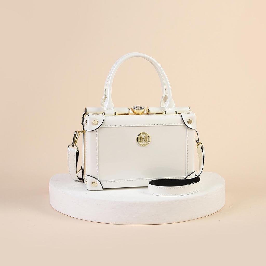 Винтажная квадратная женская сумка кроссбоди из лакированной кожи - Универсальная сумка на одно плечо