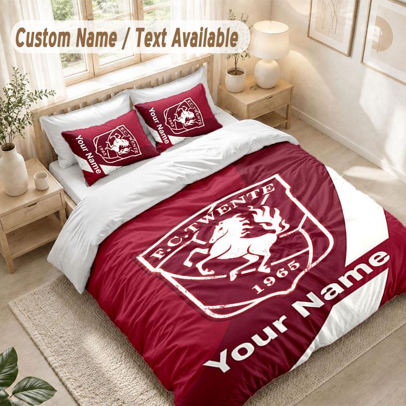 Custom Name Bedding Set 3 PiecesFC Twente Print Duvet Cover + 2 Pillowcases Soft Bed Decor