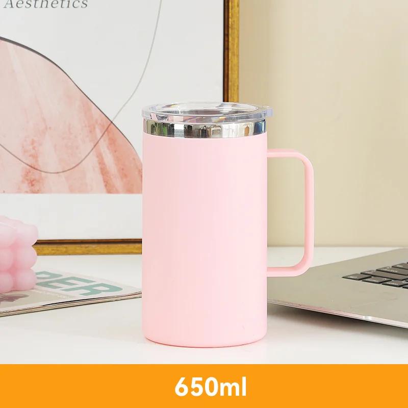 650 мл 304 нержавеющая сталь чашка для кофе домашняя чашка для воды двойной слой анти ожоговая изоляция с крышкой большая емкость чашка для чая с молоком