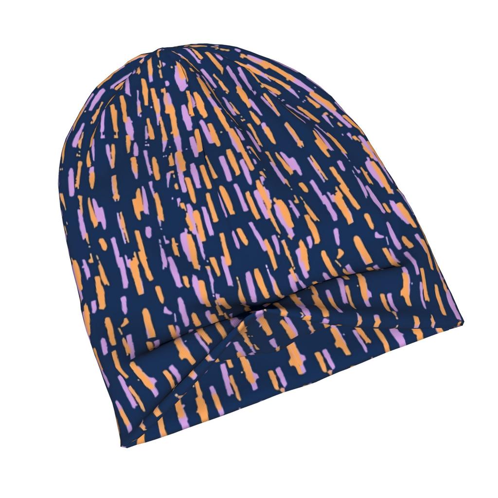 2D Flat Printing Navy Psychedelic Dash Pattern Adult Fashion Beanie That Transitions Effortlessly from Morning Commutes to Evening Walks While Maintai
