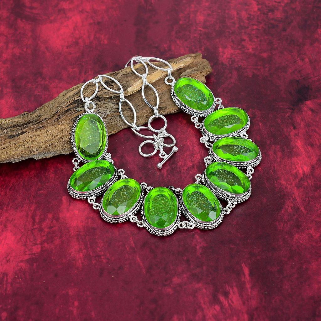 Green Triplet Opal 925 Solid Sterling Silver Necklace, Handmade Gemstone Necklace Jewelry, Gifts For Wife Brand New Necklace