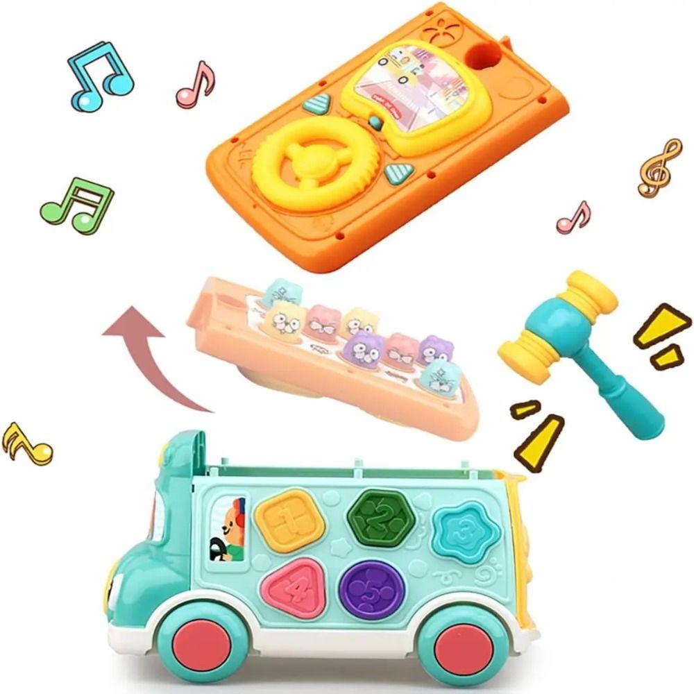 Plastic Music Activity Bus Baby Toy Montessori Whack-a-Mole Toys Baby Girls Gifts