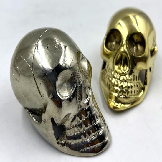 Набор из 2 только рукояток для трости с черепом. Винт с латунным наконечником на топпере для трости. Сменная ручка для трости и палок. Ручка для головы. Латунная ручка.