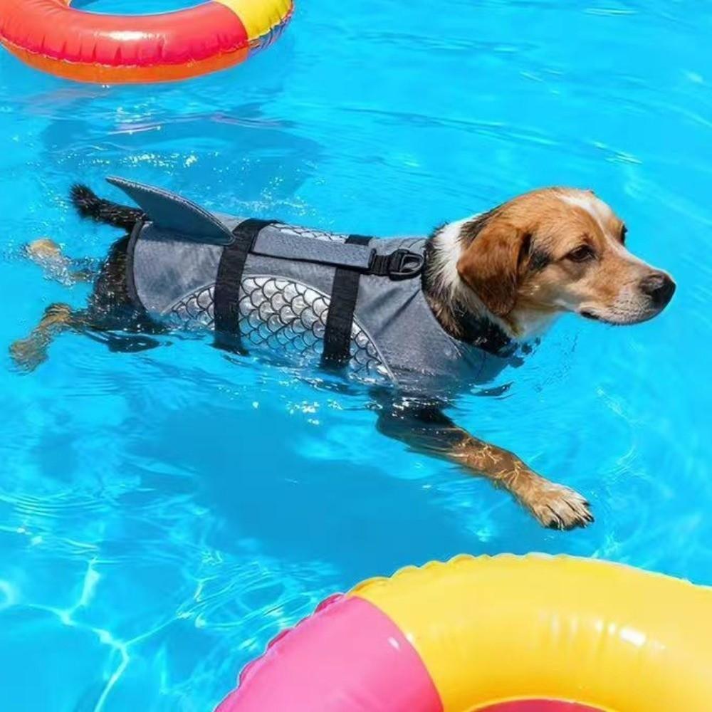 Shiny Scales Dog Swimming Suit Shark Fin Style Pet Life Vest Puppy Safety Vests Spring Summer