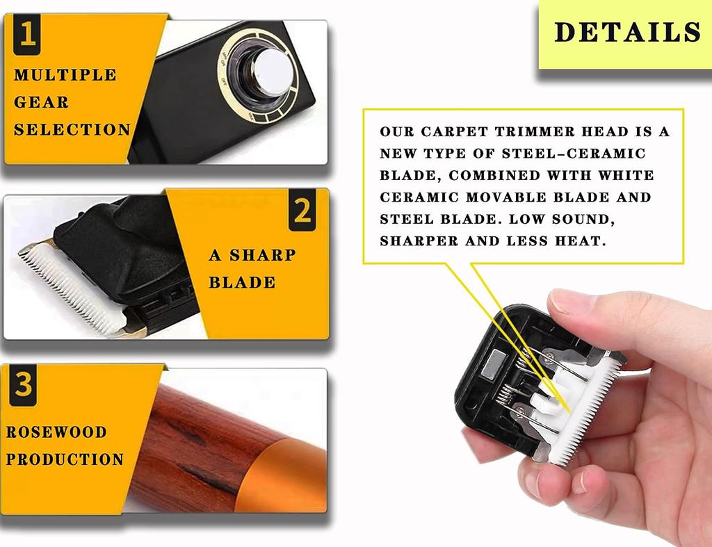 Carpet Trimmer with Shearing Guide, Electric Speed Adjustable Rug Tufting Carver Clippers, Electric Rug Shears Carpet Carving To