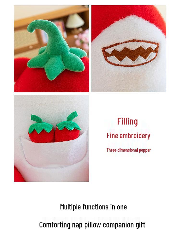 Плюшевая подушка «Акула и редис»: Милая кукла-обнимашка в виде морковки и белого кролика