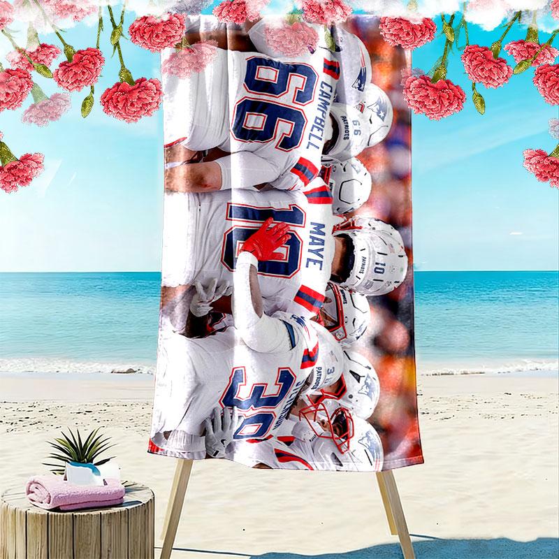 New England Patriots Players Print Beach Towel, Large Soft Quick Dry Towel for Beach Camping Swimming