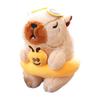Capybara Doll Pendant Fluffy Capybara Keychain with Swimming Ring Design Cartoon Plush Doll Cute Backpacks Pendant Gift for Kids Friends