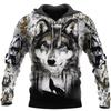 Wolf Pattern 3D Digital Print Men Hooded Hoodies Spring Autumn New Loose Large Size Pullover Sweater