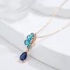 Форма капли синий циркон кулон женское ожерелье элегантная длинная цепочка ювелирные изделия для вечеринок