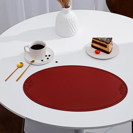 Овальная подставка под тарелку, теплоизоляционная подкладка для обеденного стола, подставка из искусственной кожи, водонепроницаемая, защищает столешницу от царапин и пролитых жидкостей, для домашнего декора стола
