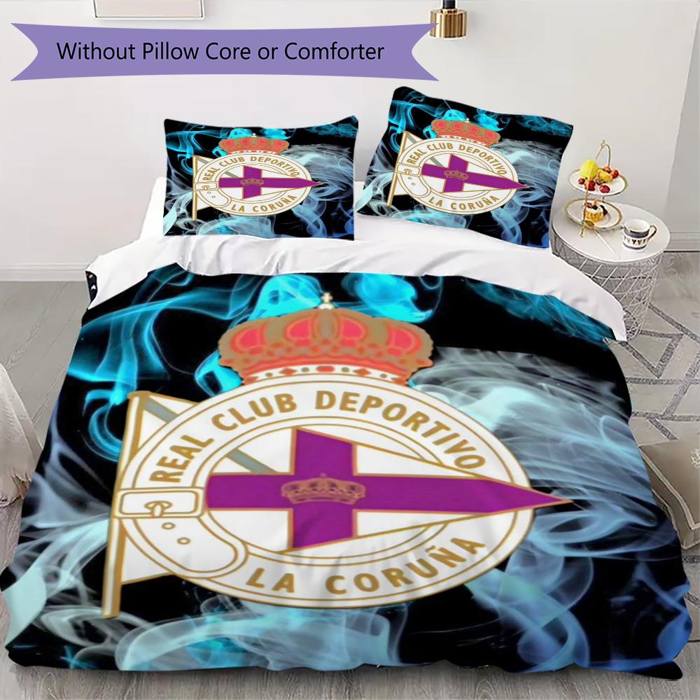 Deportivo de La Coruña Pattern Bedding uilt Set uilt Cover Pillowcase Home Decoration Birthday Gift (1 * duvet cover + 2 * pillowcase without core)