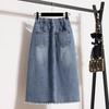 Dimanaf 2025 Plus Size New Spring Denim Skirts Women A-Line Clothing Fashion Loose Jeans Skirt High Waist Vintage