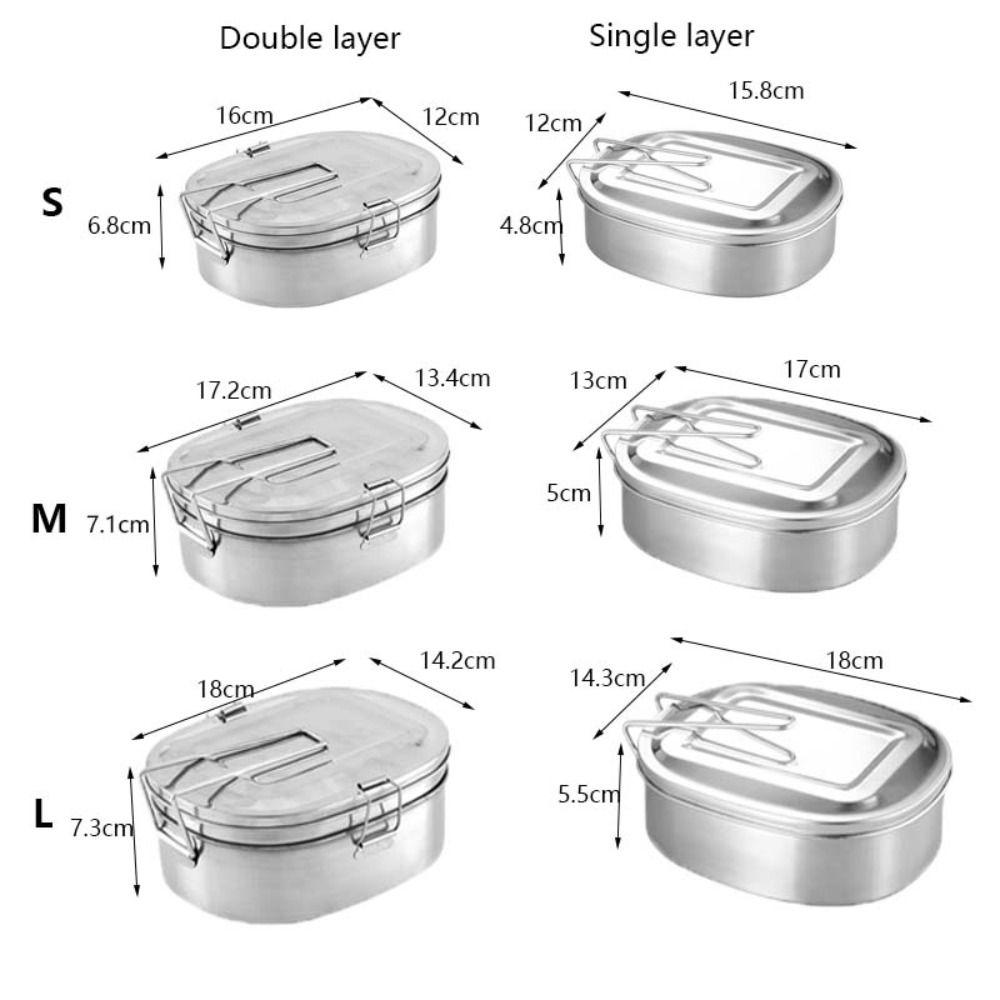 1/2 Layer Stainless Steel Lunch Box Rectangular Food Storage Box Food Container  Outdoor