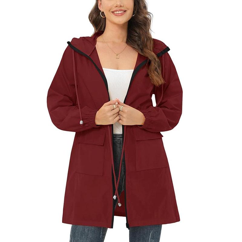 Rain Jacket for Women Waterproof with Hood Active Outdoor Long Rain Coats Packable Raincoat Lightweight Windbreaker