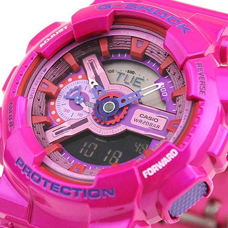 Casio Серия с двойным дисплеем LCD/Стрелочным Водонепроницаемые Модные Спортивные Кварцевый Механизм Ремешок из Смолы Японские и Корейские Часы Женские;s Часы GA-110MC-4A