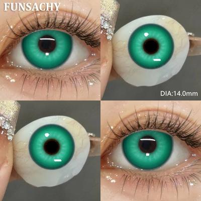 FUNSACHY 1 пара зеленых контактных линз для косплея, розовые синие линзы для Хэллоуина, косметические линзы для учеников, годовые