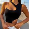 Женский укороченный топ на бретельках без рукавов с асимметричной шеей и цепочкой, облегающие укороченные топы на бретельках