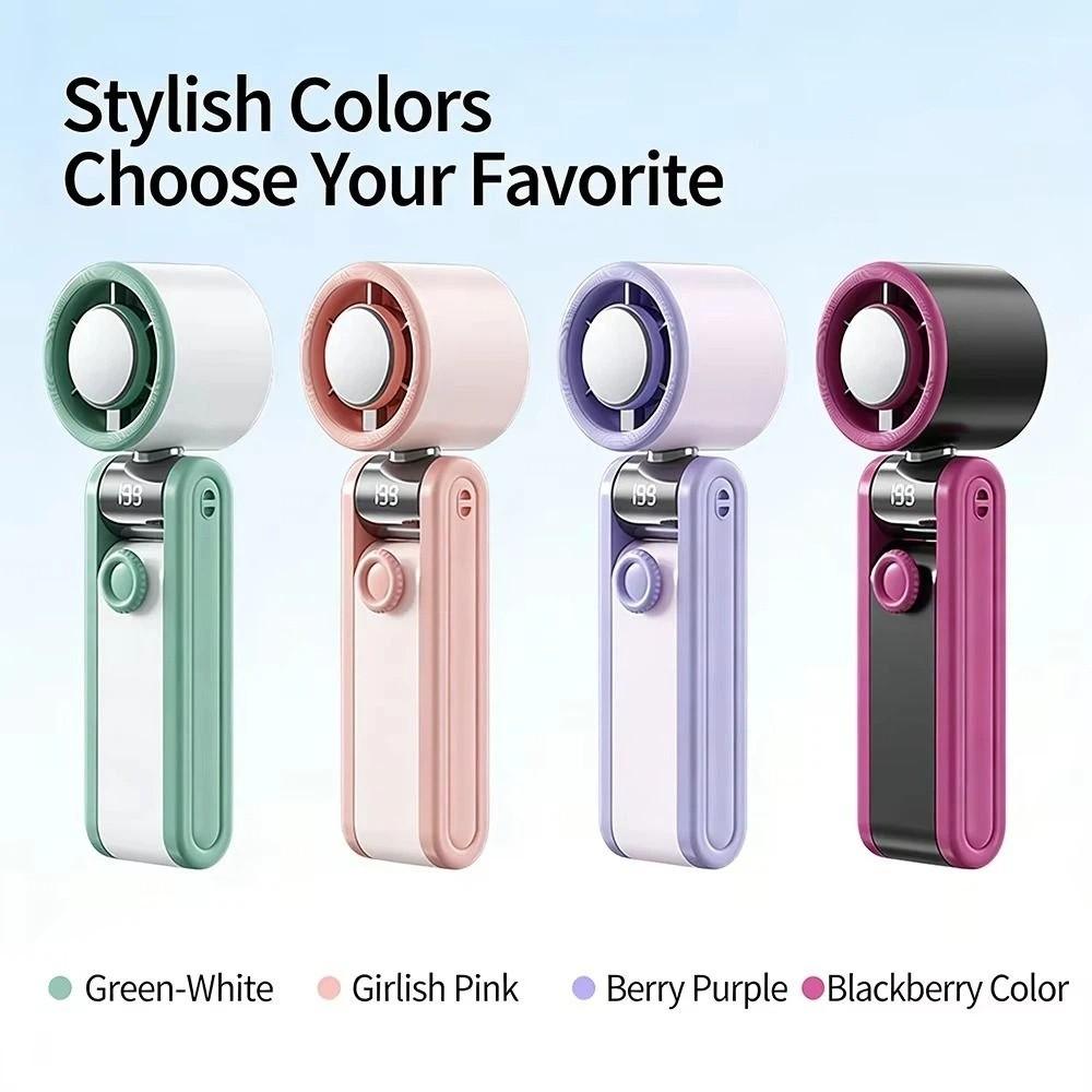 Digital Display Mini Pocket Fan Foldable Design Folding Cooling Fan Portable Desktop Fan Home Use