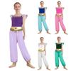 Girls Arabian Costume Rhinestone Sequins Tassel Flying Sleeve Chiffon Pants Built In Briefs Carnival Cosplay