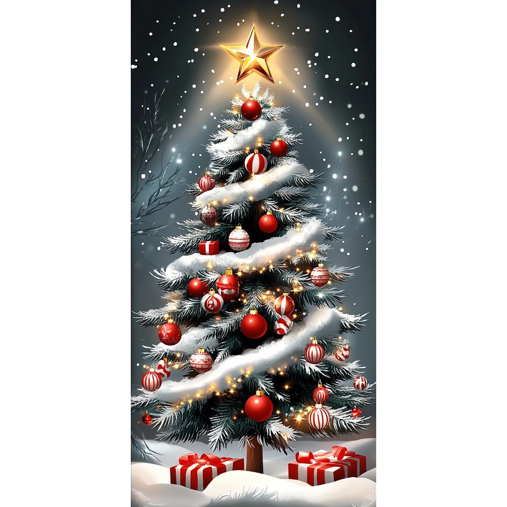2026 Christmas Tree Pattern Door Cover 185*90cm Banners Home Outdoor Decorations For Entrances Rooms Kitchen Dedroom Hanging