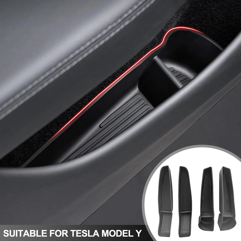 4pcs Side Door Storage Box for Tesla New Model Y Juniper 2025 Armrest Tray Organizer Front Door Handle Decoration