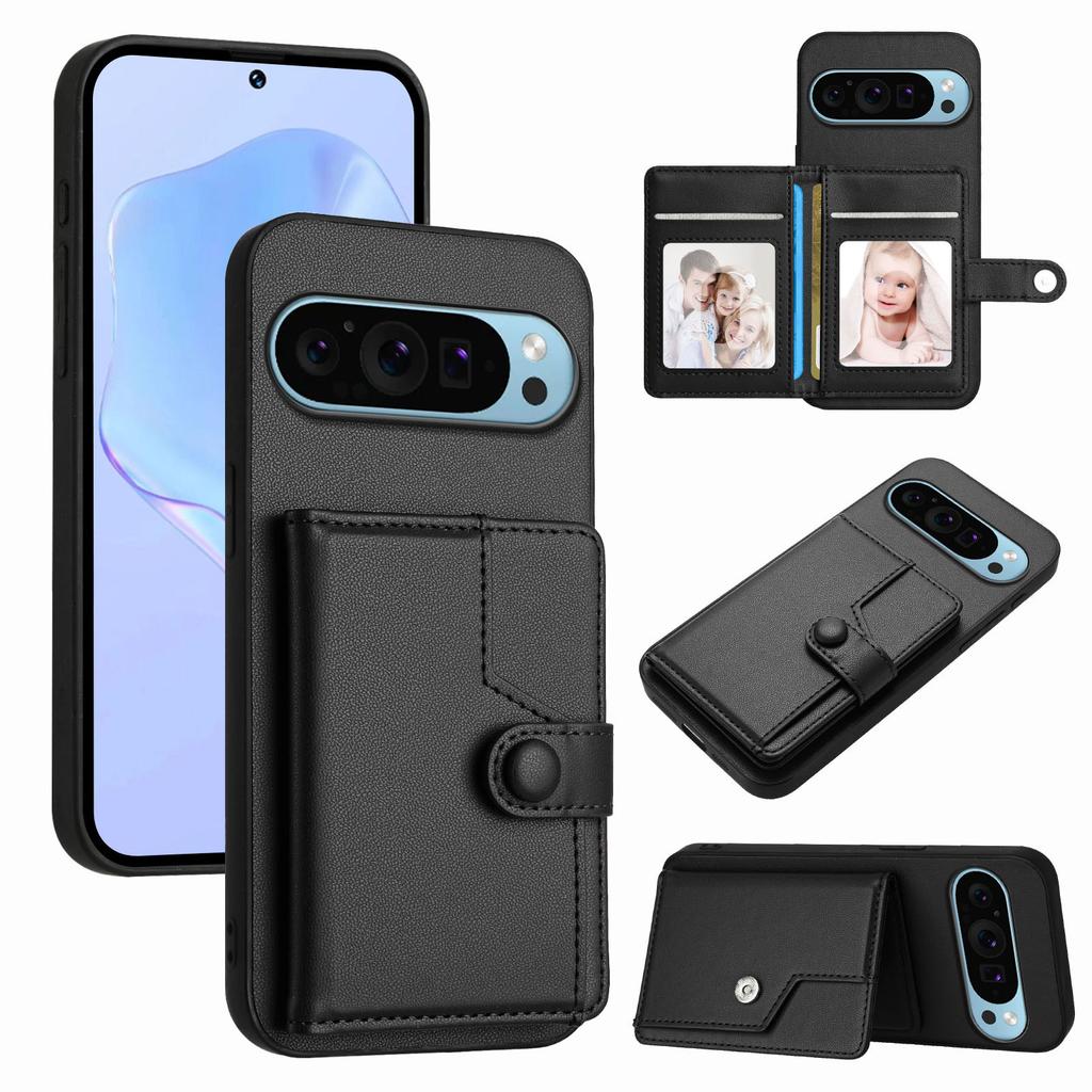For Google Pixel 9 Case RFID Blocking Card Holder Kickstand TPU + PU Leather Phone Back Cover